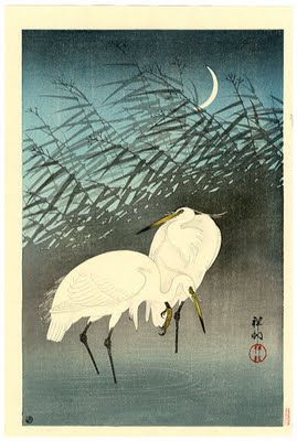 Ohara Koson (古邨: 1877～1945) Herons. Meiji period 
