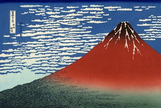 Red Fuji Ukiyo-e Print by Hokusai's series: Thirty-six Views of Mount Fuji