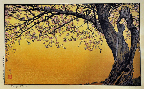 Ukiyo-e Toshi Yoshida Sanbu Zaki Cherry Blossoms Ukiyo-e Toshi Yoshida Sanbu Zaki Cherry Blossoms