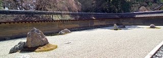 Stone garden in the karesansui style at Ryōan-ji. Ryoan-ji - dry zen garden