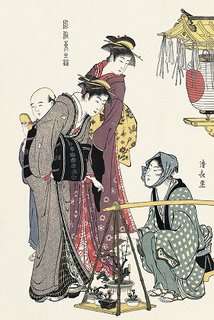 Kiyonaga Torii, Beauties Listening to Bonsai Vendor Ukiyo-e Woodblock Print Kiyonaga Torii, Beauties Listening to Bonsai Vendor Ukiyo-e Woodblock Print