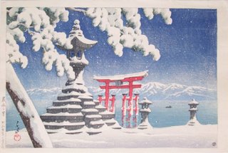 Snow at Itsukushima by Watanabe Shozaburo Snow at Itsukushima by Watanabe Shozaburo