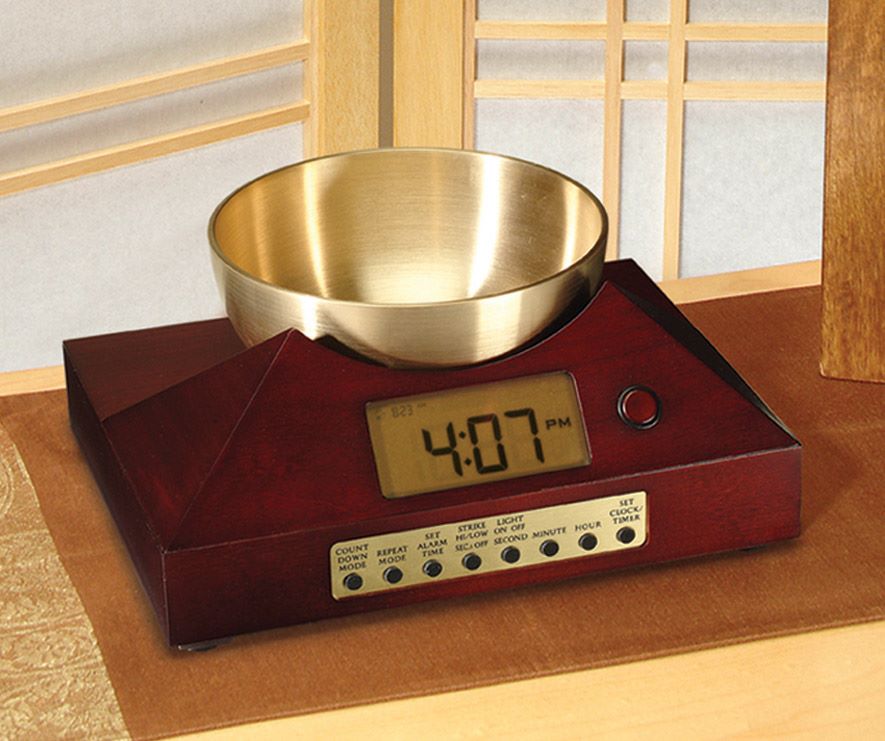 unique brass singing bowl alarm clock