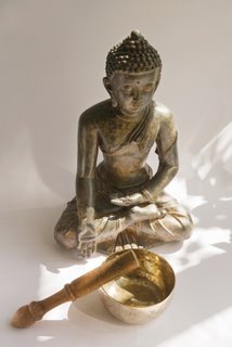 Carved Wooden Thai Buddha with Singing Bowl Carved Wooden Thai Buddha with Singing Bowl