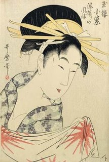 Choose a Soothing Alarm Clock - Kitagawa Utamaro, Komuraski of the Tamaya, House After a Bath, 1795